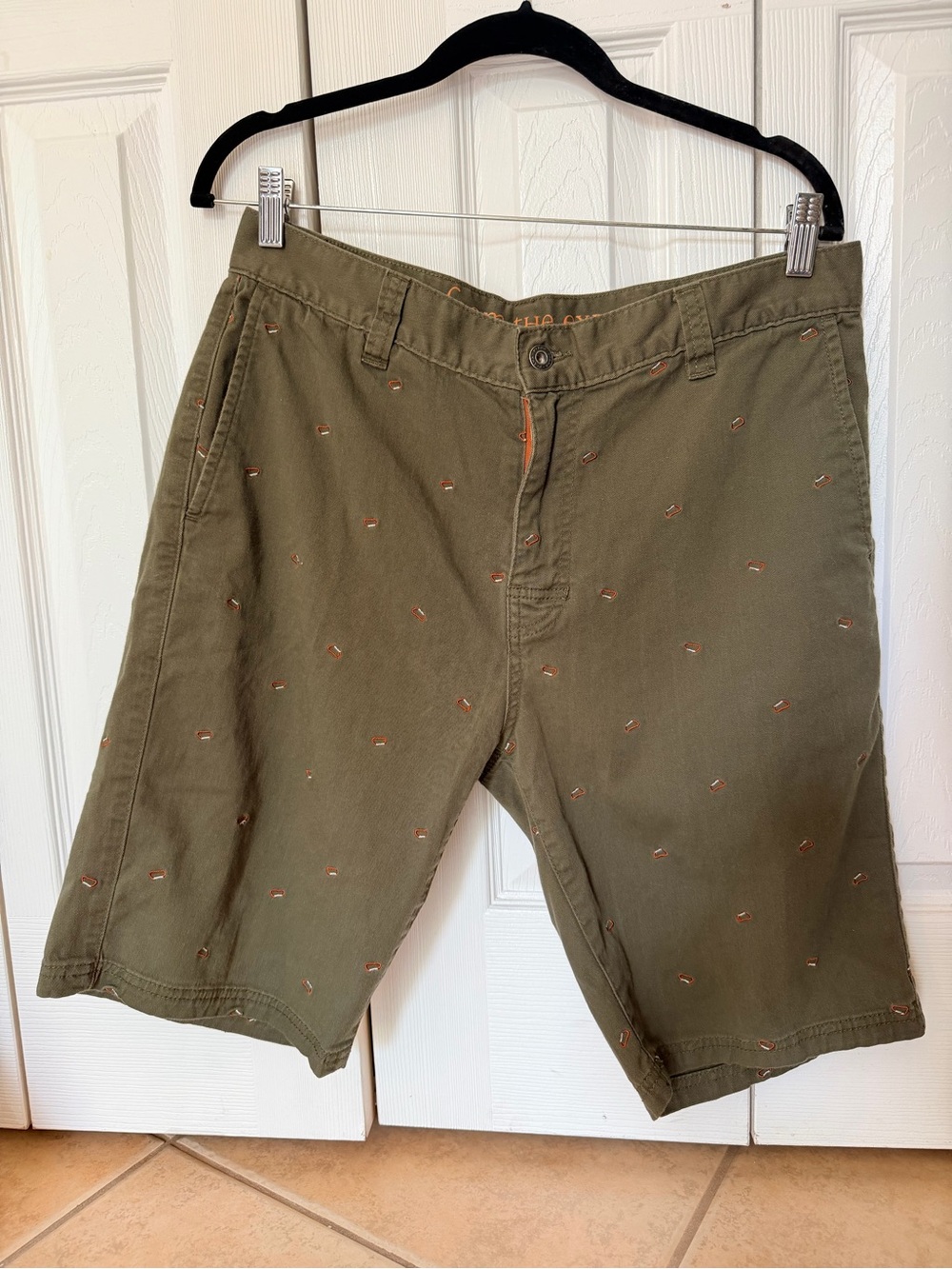 Men's Prana Table Rock Chino Olive Embroidered Flat-Front Cotton Shorts